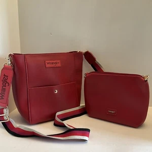 WANGLER  RED  2 IN 1 HANDBAG LIFT OUT MIDDLE COMPARTMENT  2 Adjustable Straps - Picture 1 of 12