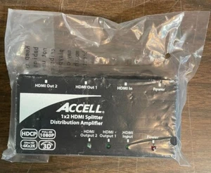 ACCELL 1x2 HDMI Splitter Distribution Amplifier K078c-005B  NEW in original bag - Picture 1 of 4