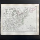 Map Of North America Naval Military Events 1812 Original 172 Years Old - 1850