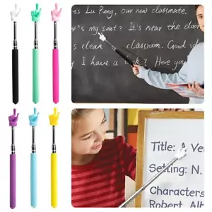 Stainless Steel Telescopic Teaching Pointer Finger Reading Sticks Finger Design8 - Foto 1 di 30