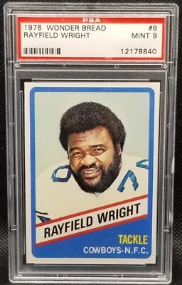 1976 Topps Wonder Bread, PSA 9, RAYFIELD WRIGHT, #8, Dallas Cowboys, PSA 9, HOF - Image 1 of 2