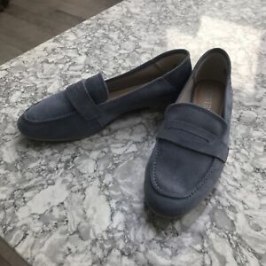 Pavers Suede Soft Flex slip on Loafers in Blue size uk6