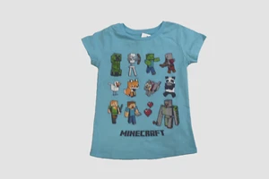 Minecraft Youth Girls Steve, Alex, Creeper Character Blue Shirt NWT Small (6/6X) - Picture 1 of 5