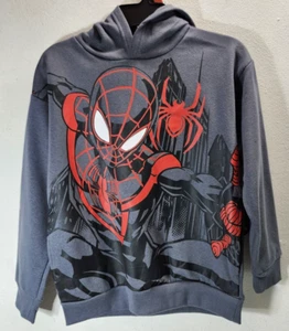 Marvel Boys Spiderman Hoodie Sweatshirt Size Medium (8) Hooded Gray NEW - Picture 1 of 8