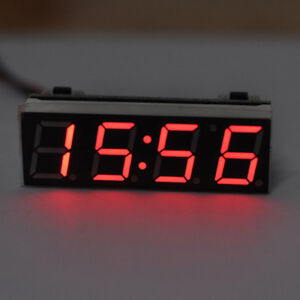 12V Digital Clock Car LED Electronic Clock Time Alarm Voltage Thermometer 4modes