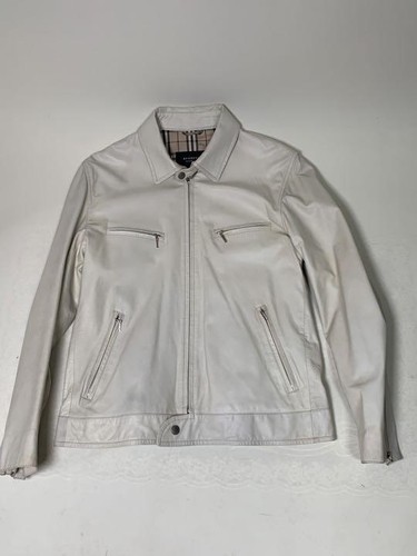 Giacca uomo Burberry Black Label montone single riders taglia M pelle bianca