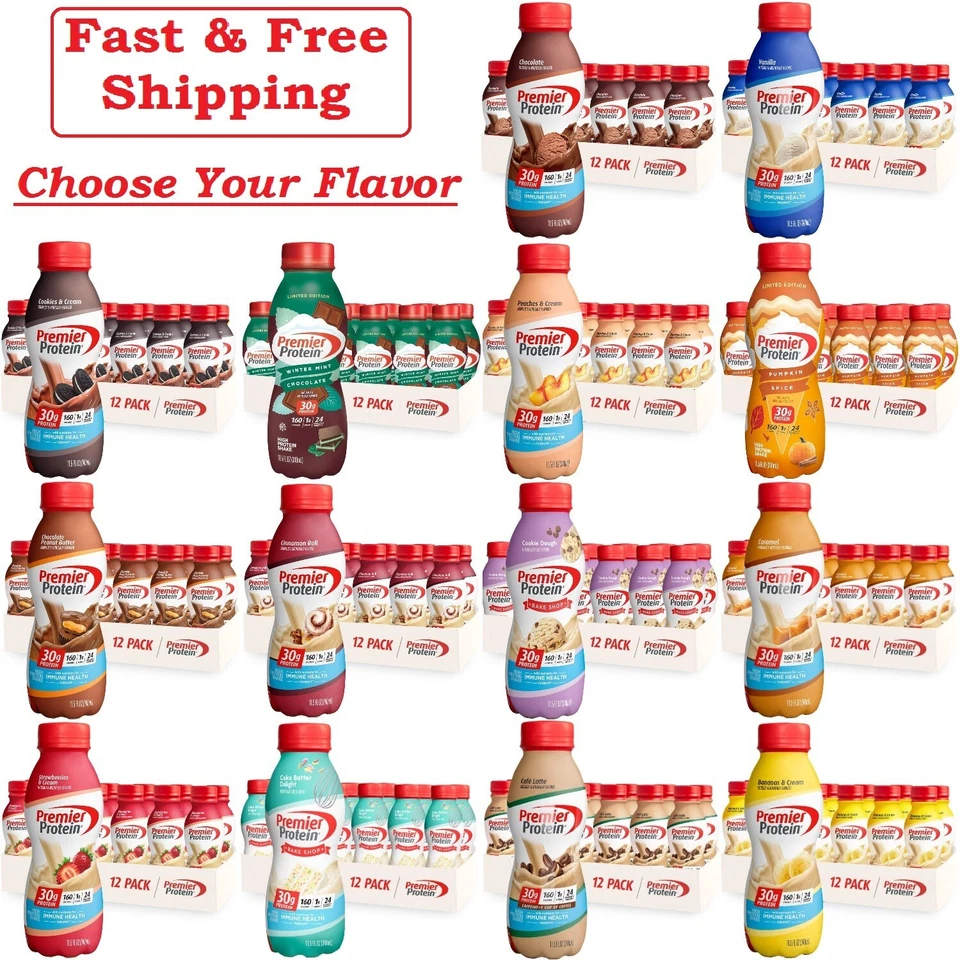 Premier Protein Shake 30 г протеин 1 г сахар 11,5 жидких унций упаковка 12 шт., выберите вкус - Изображение 1 из 4