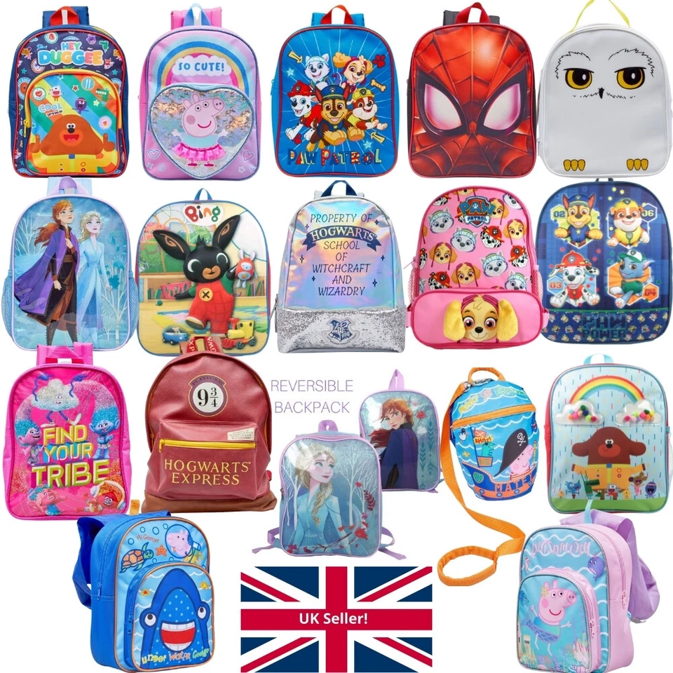 Kids Character Backpack Rucksack School Bag Nursery Reins 3D Official Brands