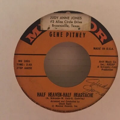 GENE  PITNEY       /45 single,    HALF HEAVEN - HALF HEARTACHE Foto 1 de 2