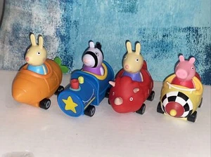 LOT OF 4 Peppa Pig Wheelin Friends Character Car Figures Mini Racers - Picture 1 of 5