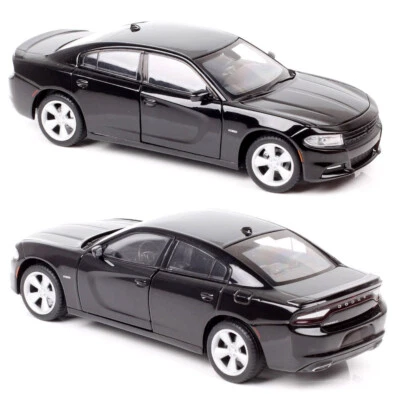 Car Only! 1/24 Scale Welly 2016 Dodge Charger R/T Model Car Diecast Toy Black - Image 1 of 4