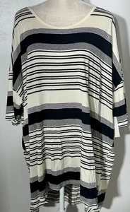 NWT LuLaRoe Irma Tunic Shirt Blouse Plus Size 3XL Black Ivory Textured Stripe - Picture 1 of 1