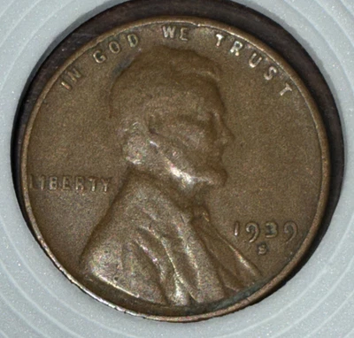 1939 s Copper Lincoln Wheat Ear One Cent Mint Error Circulated  - Image 1 of 4