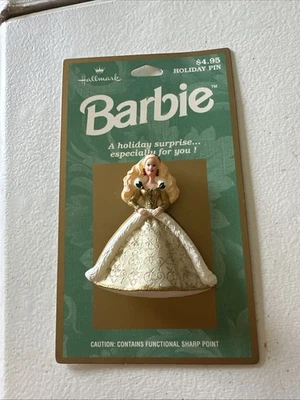 Vintage Hallmark 1996 Holiday Christmas Barbie Gold Dress Pin Brooch - Image 1 of 3