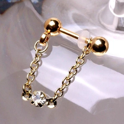 Gold Plated Jeweled Chain Wrap Cartilage Earring - Image 1 of 4
