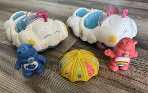 VINTAGE! 1983 SET OF 2 Care Bear Cloud Cars & 2 Figures & Umbrella ☂️ - EUC!! - Picture 1 of 19