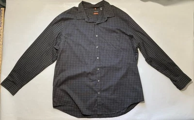 BUENA-Talla 2XLT 19-19 1/2 Para Hombres Van Heusen Viajero Camisa de Vestir Franela Negra Foto 1 de 4