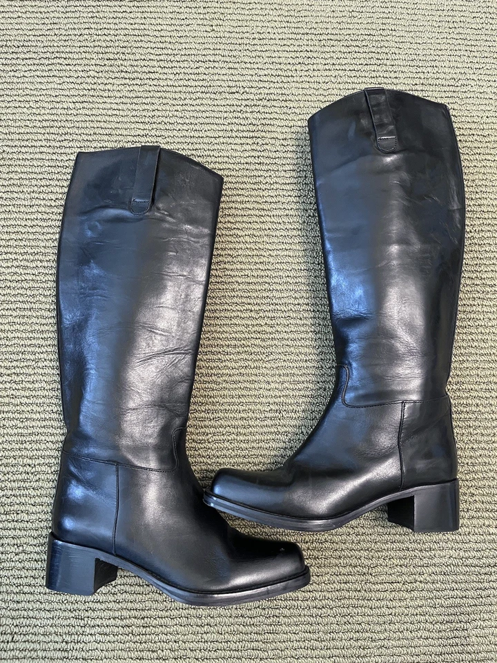 Botas Joan & David negras hasta la rodilla de cuero para mujer 7,5 Foto 1 de 4