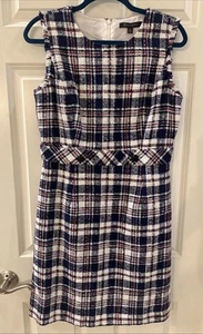 Brooks Brothers Dress Sheath Sz 10 R/W/B Tweed Luxury Retro Career - Picture 1 of 7