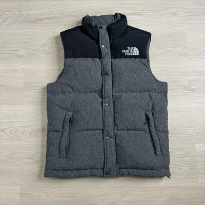 The North Face 700 Goose Down Puffer Vest Black Grey Men's Size Medium M - Image 1 of 4