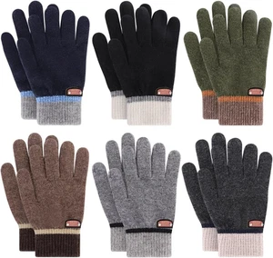 6 Paia Guanti Bambini Ragazzi Guanti Invernali Elasticizzati Intere Dita Guanti Maglia W - Foto 1 di 12