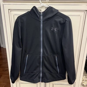 Under Armour Coldgear Jacket Boys Size Youth large Black Full zip, free shipping - Picture 1 of 3