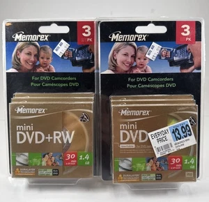 2 Memorex DVD + RW Medios Regrabables Mini DVD + RW Sellado Nuevo Paquete de 3 De Colección - Imagen 1 de 7