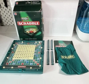Vintage 1997 Boxed Travel Scrabble Green Storage Case Fully Complete - Picture 1 of 7