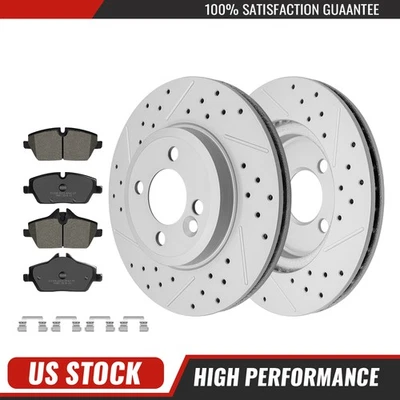 Pastilhas cerâmicas rotores de disco de freio dianteiro perfurado Mini Cooper 2007-2011 2012 2013 - Imagem 1 de 4