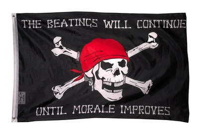 Beatings will Continue until Morale Improves PIRATE FLAG 3x5 FT Jolly Roger Ship - Image 1 of 3