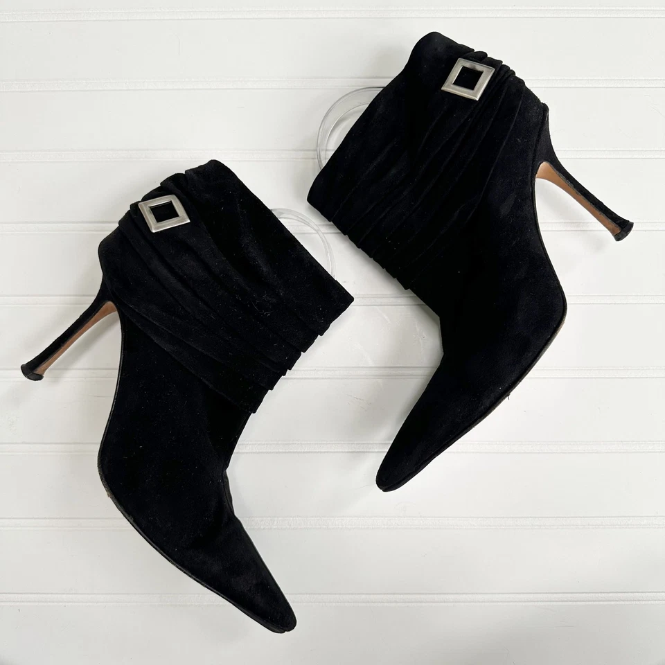 Jimmy Choo Negro Gamuza Acanalado Botines Vintage Hebilla Stiletto 39.5 Foto 1 de 4