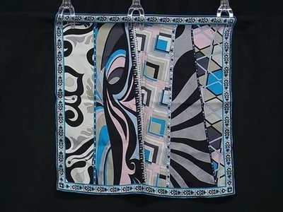 EMILIO PUCCI Seda Mini Bufanda Azul Multi 41x42 cm Patrón Abstracto - Imagen 1 de 4