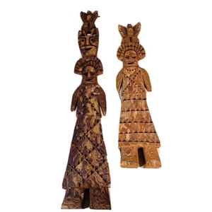 Wood Folk Art Statues Native American Wall Hanging Decor Western Vintage - Bild 1 von 9