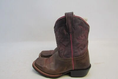 Botas de caubói Dan Post juvenil tamanho 12 D couro marrom roxo - Imagem 1 de 4