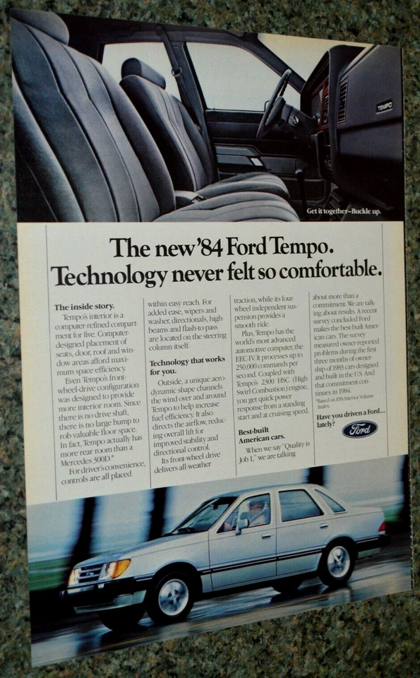 1984 FORD TEMPO ORIGINAL ADVERTISEMENT AD PRINT-84★★ - Image 1 of 1