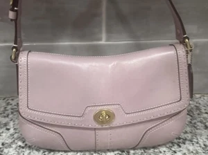 Coach Ltd Ed Hamptons Stitched Lavendar Lilac Purple Demi Flap Hobo Bag Purse - Picture 1 of 8