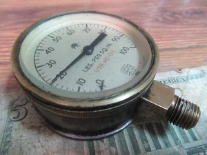 US Gauge Co. De colección 100 lb Medidor de presión de prueba Cubierta CRISTAL 9945 LATÓN - Imagen 1 de 8