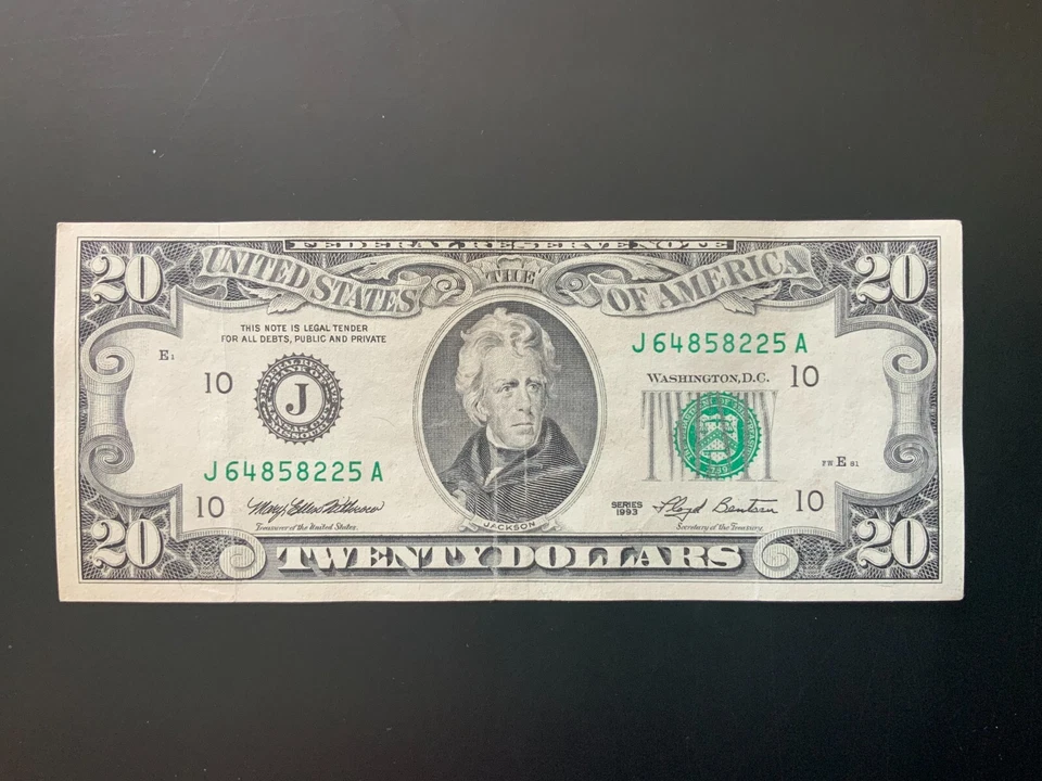 1993 $20 DOLLAR BILL J64858225A - Image 1 of 4