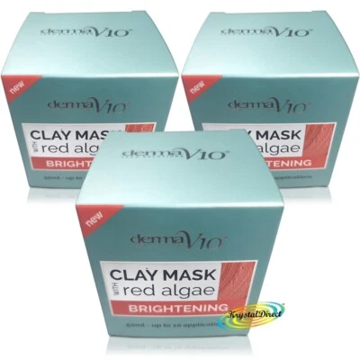 3x Derma V10 Brightening Face Clay Mask with Red Algae 50ml - Image 1 of 3