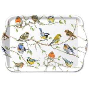 Tablett, Tray BIRDS MEETING 13x21cm Ambiente | Vögel, Meise, Rotkehlchen - Bild 1 von 1
