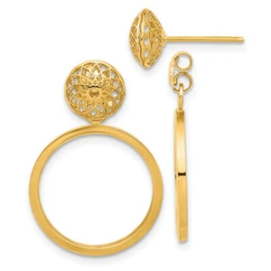 Pendientes colgantes redondos oro amarillo macizo 14k - Imagen 1 de 4