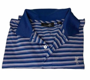 Ashworth Men's 2XL Blue Lilac Striped Short Sleeve Golf Polo with Logo EUC - Foto 1 di 16