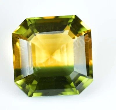 Natürlich Zweifarbig ( Gelb & Grün) Turmalin 7.70 Karat Smaragd Zertifiziert - Bild 1 von 4