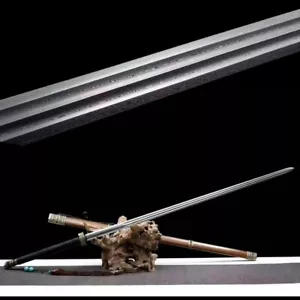 57" Chinese KungFu Sword Double Edge Sharp Damascus Folded Steel Battle Katana - Picture 1 of 9