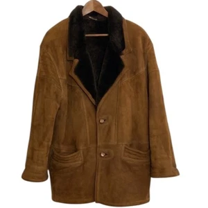 Vintage Bally Shearling Coat Mens 36 Brown Sheepskin Suede Jacket Made in Italy - Picture 1 of 16