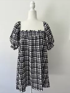 Solid & Striped Brand Navy and White Plaid Seersucker Dress Women's Size Medium - Picture 1 of 9