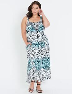 UK 28 Plus Size - Womens Dress -  Woven Strappy Kaftan Dress - AUTOGRAPH