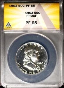1963 50c Silver Franklin Half-dollar Proof 65 ANACS # 7577380 + Bonus - Picture 1 of 2