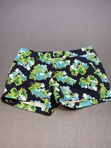 Merona Chino Shorts Adult 4 Women’s Blue Floral Cotton ladies Casual - Picture 1 of 14