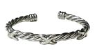 Stainless Steel Twisted Cable Wire Infinity X Bracelet Bangle Cuff Silver Tone